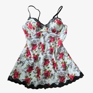 floral babydoll nightie pearl and lace detailing